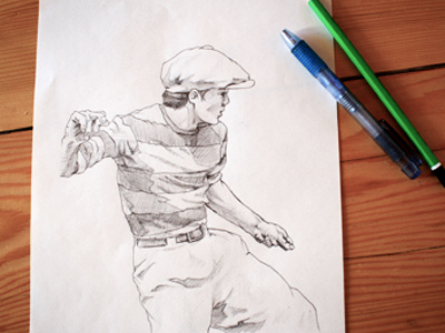 Sketch 001 bboy dance draw drawing old school pen rough sketch