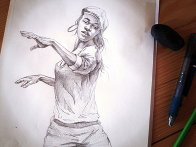 Street culture dancing draw drawing hip hop old school rough sketch street urban woman