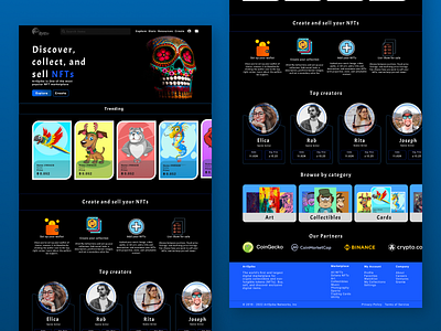 Exploration of an Nft Marketplace Landing Page UI design