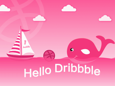 Hello， Dribbble dribbble first hello sea ship shot ui whale