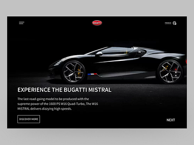 Bugatti Cars Landing Page branding design designer graphic design illustration logo typography ui ux vector web