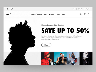 Nike - Landing Page Design branding design designer graphic design illustration logo typography ui ux vector web web design