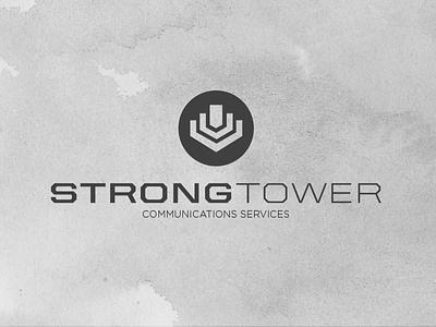 Strong Tower Comm Logo branding communications geometric gotham grey icon identity tower typography united