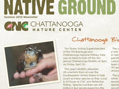 Chattanooga Nature Center nature paper texture typography