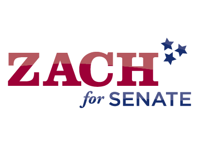 Zach for Senate blue glossy logo political red stars typography