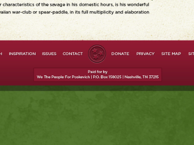 Zach for Senate Footer footer gradient green paper red texture typography vector website