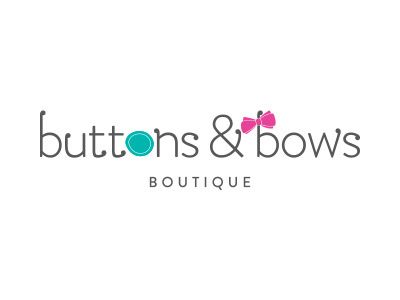 Buttons & Bows Boutique branding brandon text logo pink simple teal typography