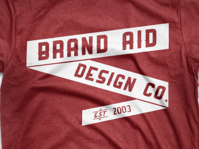 Brand Aid Design Co. T-Shirt Design banner merchandise red retro t shirt typography white