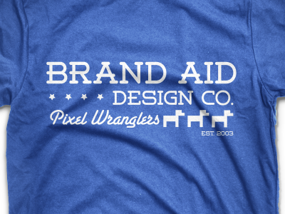 Brand Aid Design Co. T-Shirt Design 2 blue merchandise modern t-shirt typography white