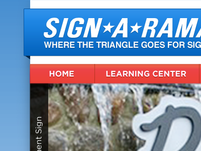 Sign-A-Rama Durham Homepage banner blue brand aid gallery slider gradient header navigation red typography web