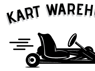 Kart Warehouse Logo-v1 black branding go kart identity illustration logo print racing retro typography white