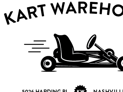 Kart Warehouse Logo v3 black branding brandon grotesque go kart identity logo print racing retro sans seirf typography white