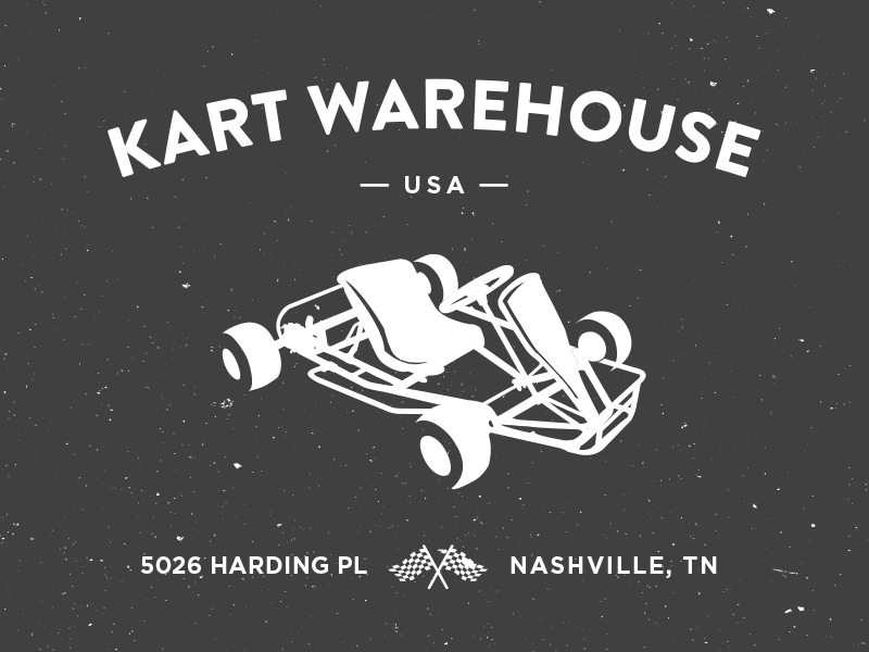 Kart Warehouse Logo colors blue branding brandon grotesque gif go-kart gotham gray identity logo racing red sans-seirf texture