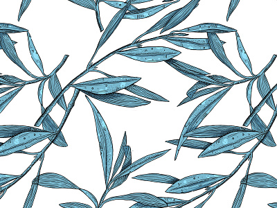Blue Olive pattern botanical illustration design illustration pattern