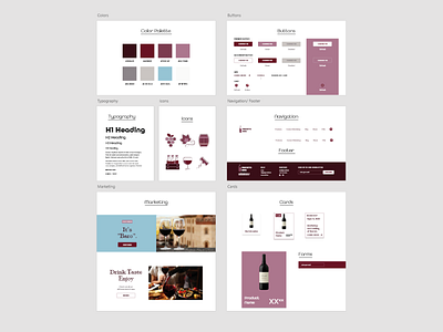 Design system - Wine website adobe illustrator adobe xd components design design system logo ui web website