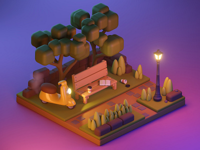 Evening park 3D