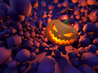 Halloween 3d 3d 3d art 3d modeling 3drendering blender blender3d blue dark graphic halloween illustration night nightmare orange pumpkin render spooky