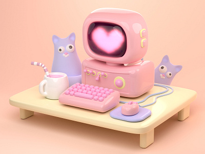 Pastel cats 3D 3d 3d art 3d modeling 3drendering graphic illustration render