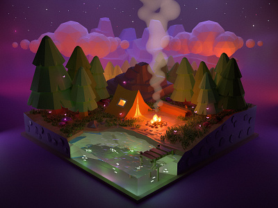 Campfire 3d 3d art 3d modeling 3drendering graphic illustration render