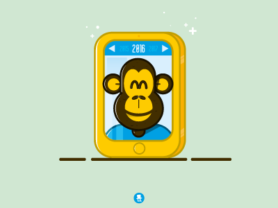 Year of the monkey calendar character comics illustration monkey smartphone vector year