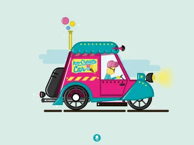 Ice Cream Car art dessert drive font format icecream illustration lettering shapes sweet vector visual