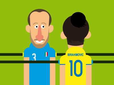 Italy Sweden cartoon character chiellini comics euro2016 football ibrahimovic illustration soccer
