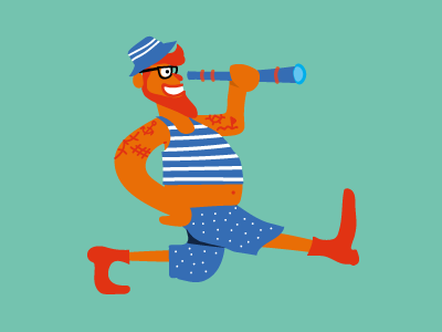 Hipsailor character drawing hipster illustration lifecoast sailor sea summer vector