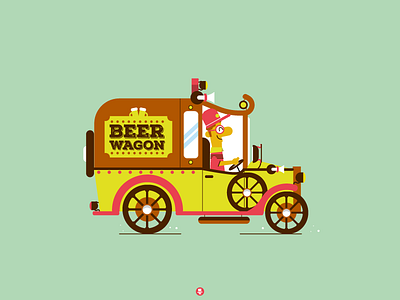 Beer Wagon beer camion car character food illustration oktoberfest party truck vector vintage wagon