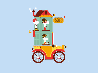 Roommates car character graphicdesign home house illustration roommates vector