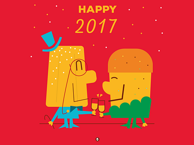 Happy 2017 2017 character food happy2017 happynewyear illustration newyear vector