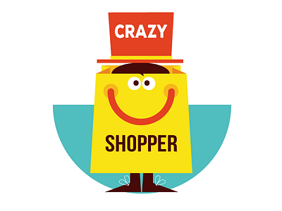 It's a Crazy shopper character icon illustration logo logodesign shopper shopping smile spotillustration
