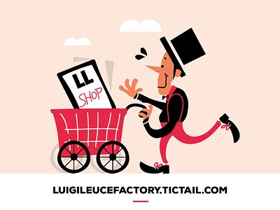 Come and buy! cart illustration picture postcard print shop shopping vector