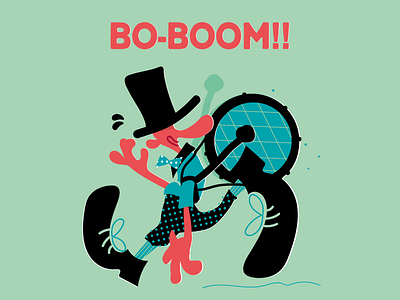 Bo-Boom boom cartoon character comics crazy illustration music vector