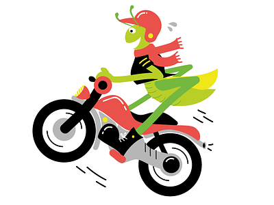 motorbike grasshopper animal art byke illustration logo mascotte moto motocycle patch vector
