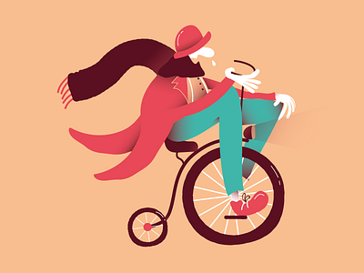 Trying new emotions! bike cartoon character comics gradient illustration vector vintage