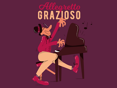 Allegretto Grazioso art cartoon character classical comics illustration illustrator music piano picture play visual