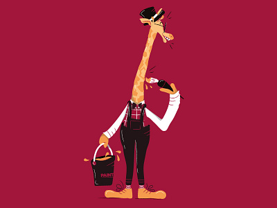Giraffe animal art cartoon character comics crazy fun giraffe illustration paint vector