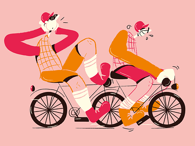 Tandem art bike cartoon character comics crazy friends illustration palette tandem vectorart visual