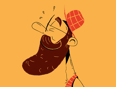 Ritratto di uomo che ride sotto la barba! art avatar bear cartoon character comics face hipster illustration illustrations picture portrait