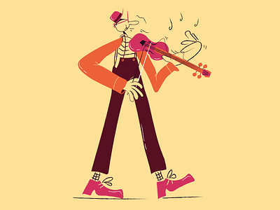 Aria sulla 4° corda art cartoon character comics design illustration music picture vector vintage violin