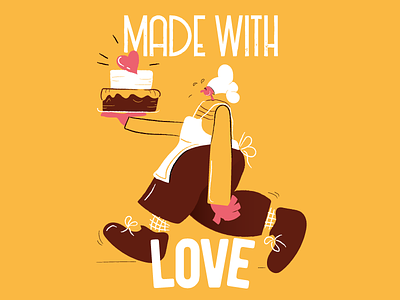 Made with love art cake cartoon character chef comics cooking food illustration love picture poster sweet vector vector art vintage