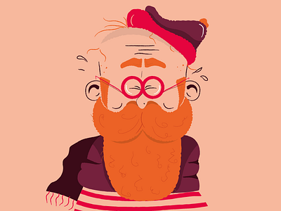 crazy cartoons old man with beard and glasses