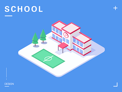 school 2.5d illustration image isometric ps school ui