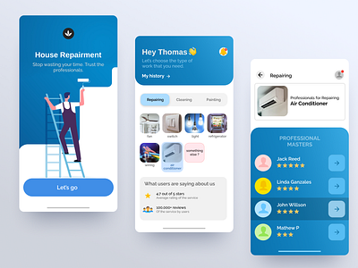 House Repairment App UI branding figma flat graphic design photoshop ux vector