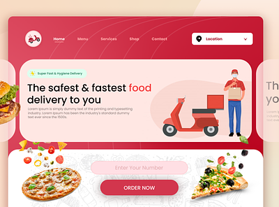 Food Delivery Web UI delivery design figma flat food illustration logo minimal ui ux vector web