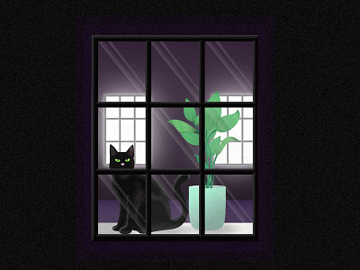 Catinthewindow animal black cat dark design illustration light vector