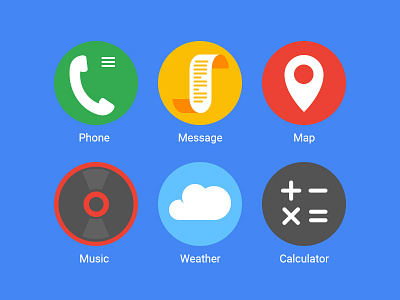 Icons calculator call icon map message music phone weather