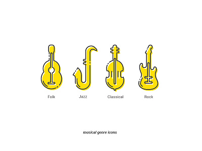 Musical Genre Icons cello classical folk genre guitar icons jazz music musical rock saxophone