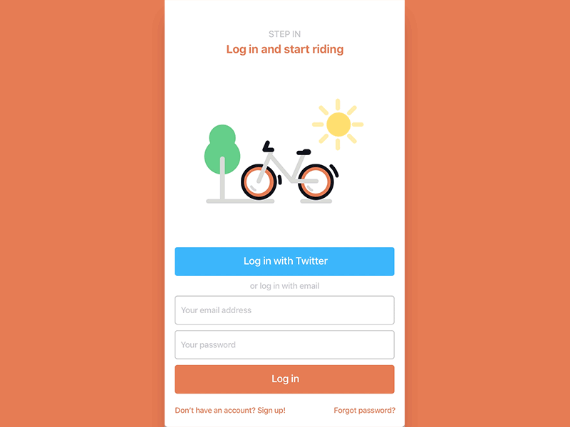 Daily UI #10 Sharing Bike bike interaction interface ios login register sharing ui ux