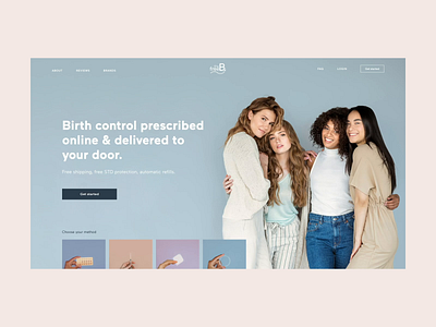 Birth control subscription service with telemedicine animation design feminine first screen fold healthcare healthtech images interaction interactive design motion design parallax scroll steps subscription ui uiux webdesign website